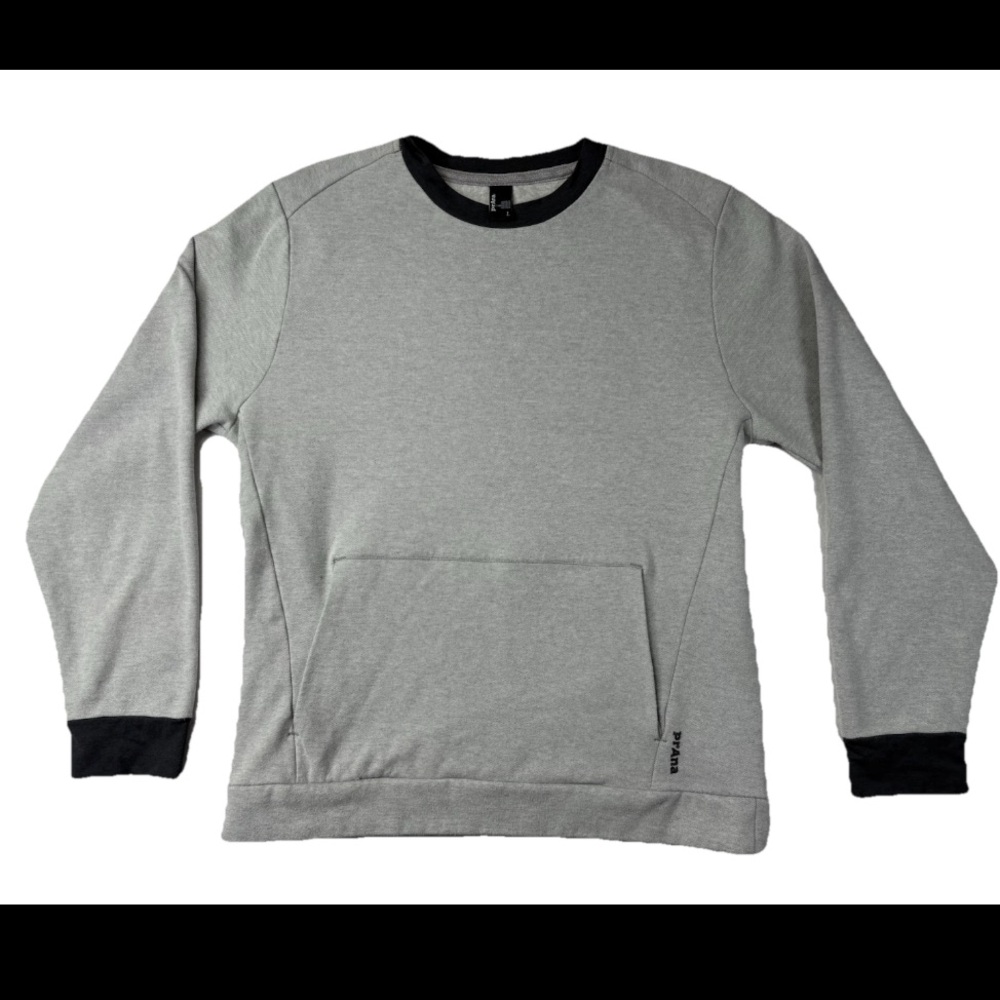 PrAna Large Gray Crew Neck Front Pocketed Pullover Sweatshirt FLAWLESS!